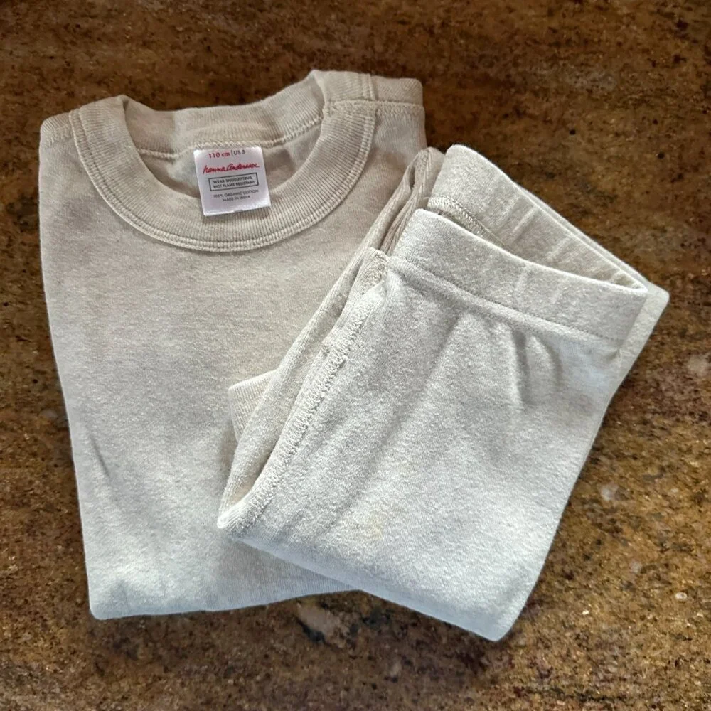 Hanna Anderson Organic Cotton' Pajama Set Girls 5 EUC